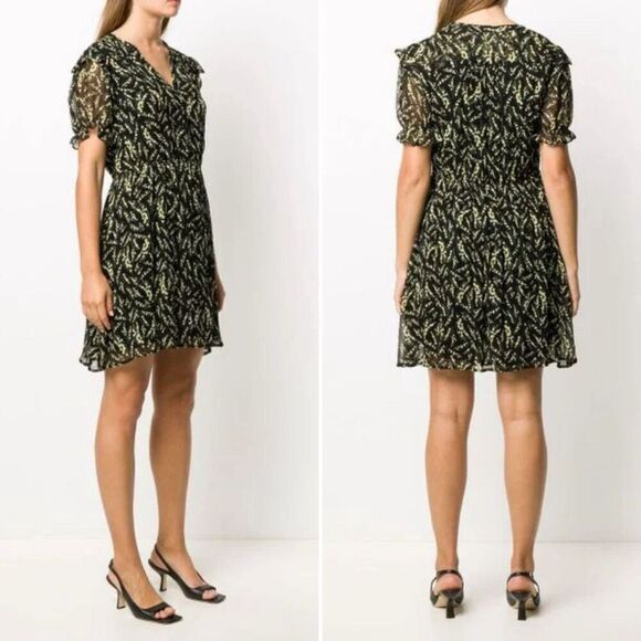 Ba&sh Women's Black Matcha Floral-print Dress Lily of the Valley $385 L - Picture 1 of 8